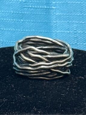 Twisted Band Ring in Aged Silver Tone